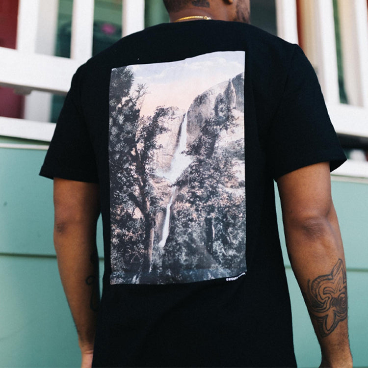 Stussy Falls Tee Classic Poster Printing Short Sleeve Unisex Black 1904475-BLACK
