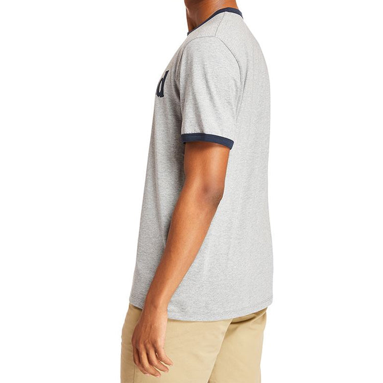 Men's Timberland Colorblock Collar Logo Printing Short Sleeve Gray A2B86052