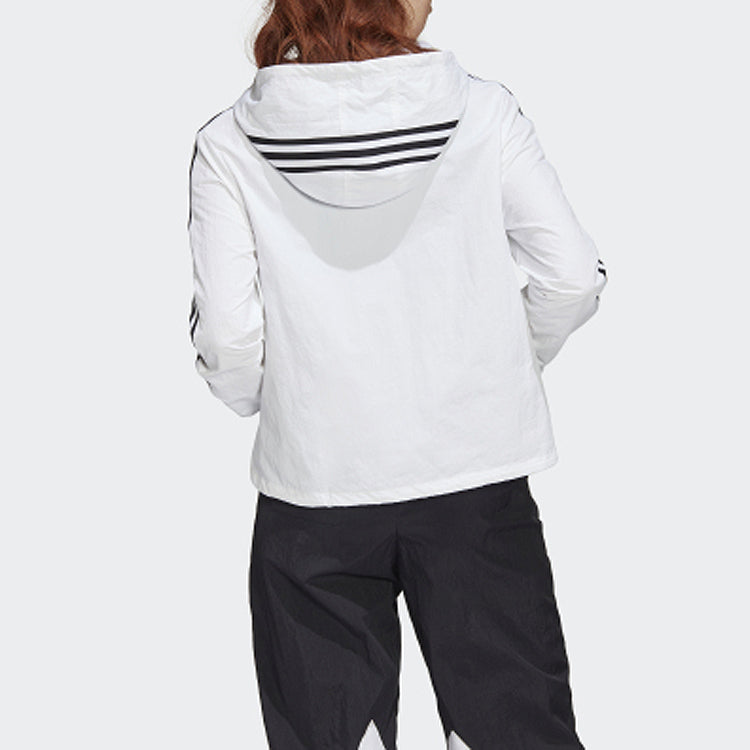 (WMNS) adidas originals Stripe Printing Sports Hooded Jacket White FU1730