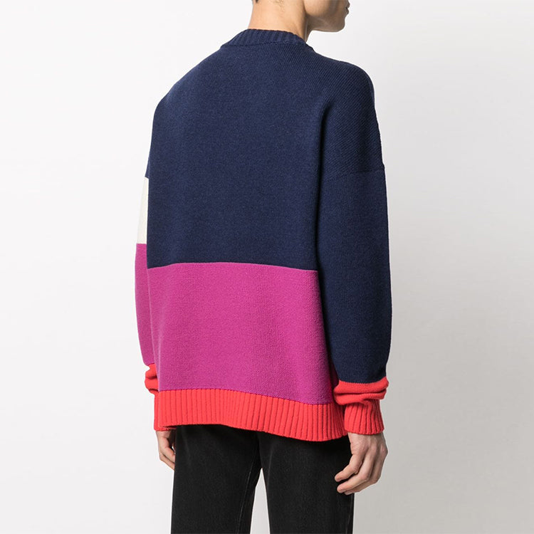 Off-White SS21 Colorblock Logo Round Neck Long Sleeves Blue OMHE048R21KNI0014972
