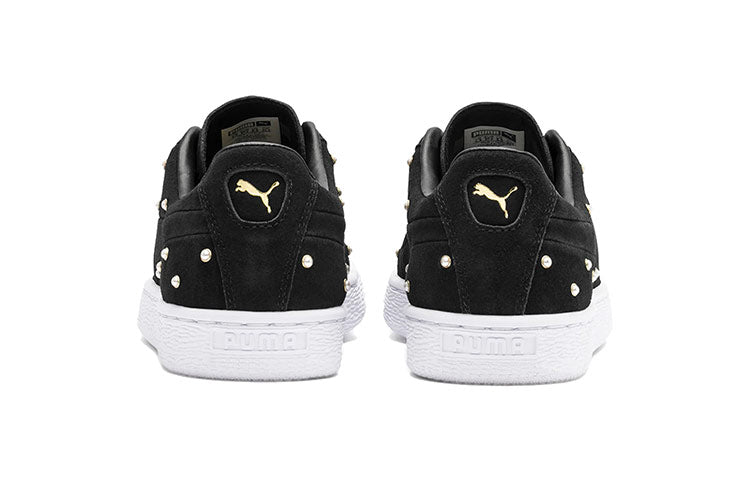 (WMNS) PUMA Pearl Studs Suede 'White Black Gold' 369934-01