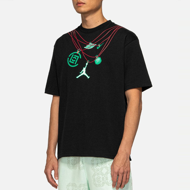Air Jordan x CLOT Crossover China Printing Alphabet Logo Round Neck Pullover Short Sleeve Asia Edition Black DJ9741-010