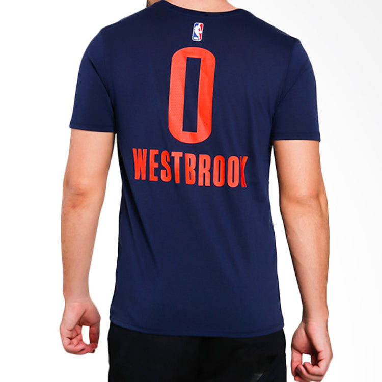 Nike NBA Oklahoma City Thunder Westbrook 0 Quick Dry Short Sleeve Navy Blue Dark blue 870797-419