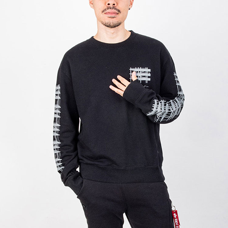 Men's Off-White Loose Casual Round Neck Pullover Printing Black OWBA25E19E30004IW