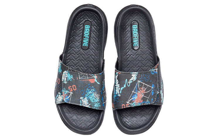 Li-Ning Badfive Basketball Slides 'Black Blue' ABTR007-4
