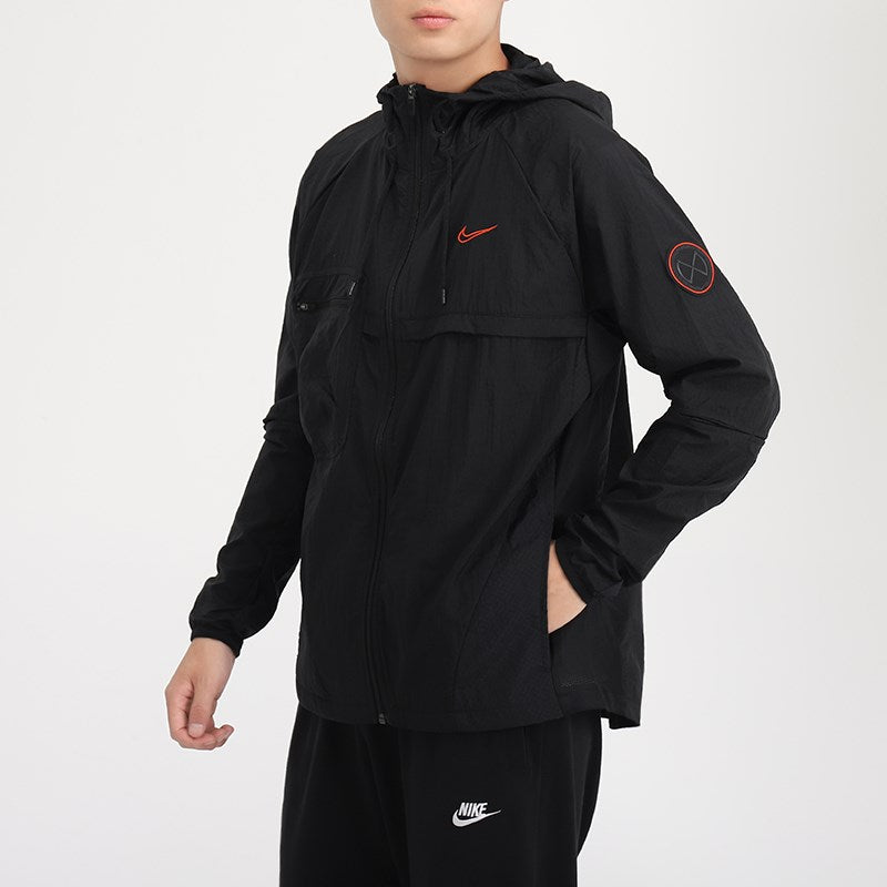 Men's Nike Logo Sports Hooded Jacket Black CU5000-010