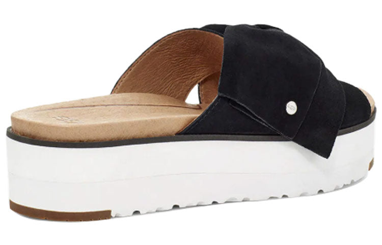 (WMNS) UGG Joanie Platform Slide Bow Black Slippers 1107885-BLK