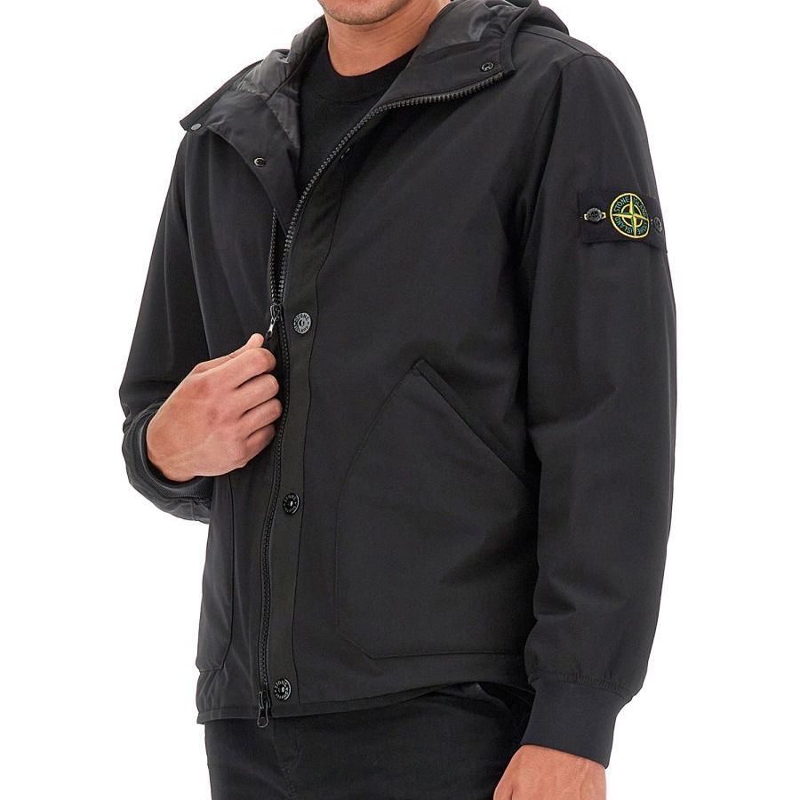 STONE ISLAND Waffen Patch Shell R Hooded Jacket 'Black' 791541027-V0029