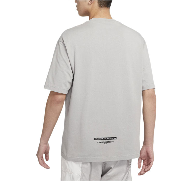 Air Jordan Solid Color Logo Alphabet Round Neck Short Sleeve Gray DV9727-062