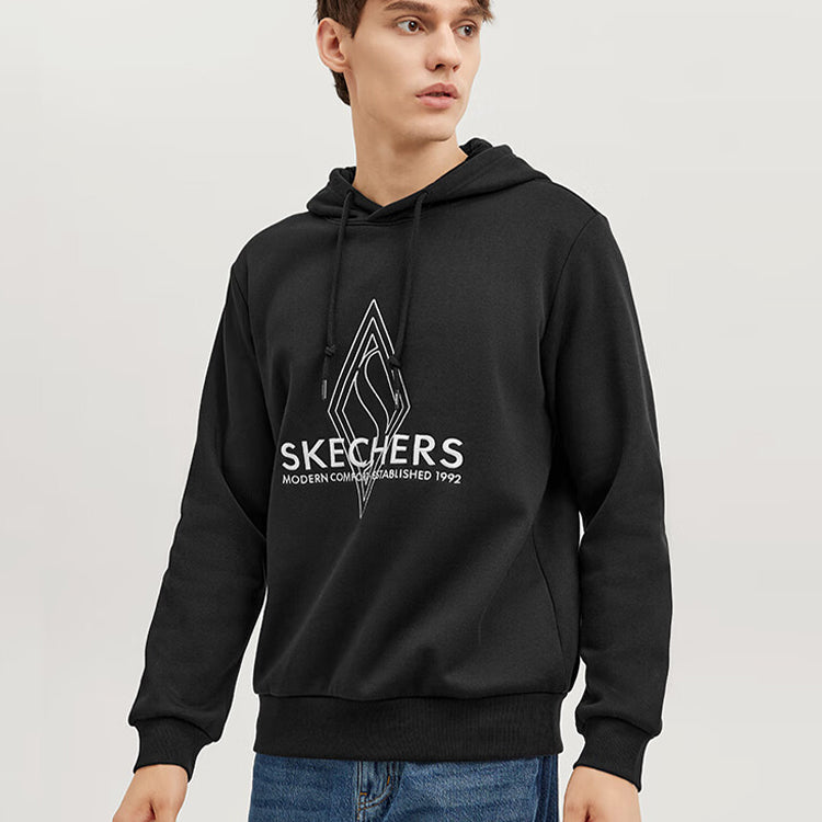 Skechers Diamond Series Letter Hoodied 'Black White' L423M171-0018