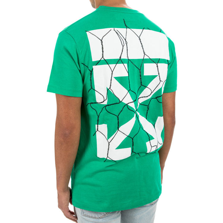 Off-White Green Fence Arrows T-Shirt Arrow Printing Short Sleeve OMAA027S201850024401