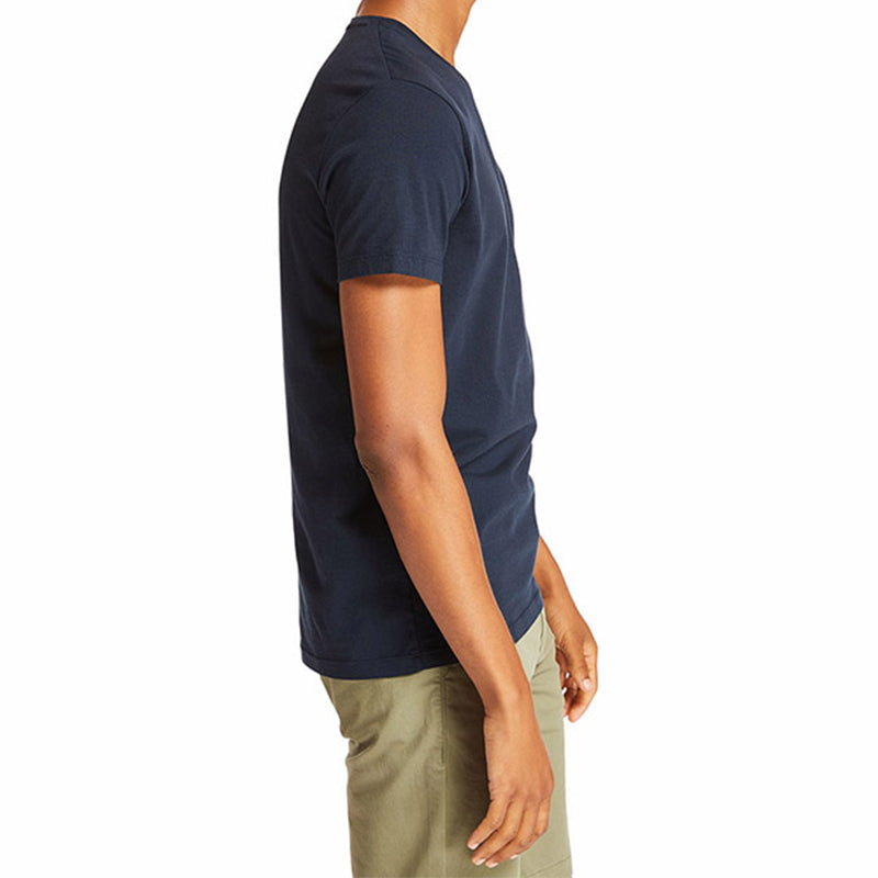 Men's Timberland Embroidered Logo V neck Short Sleeve Blue A2B6N433