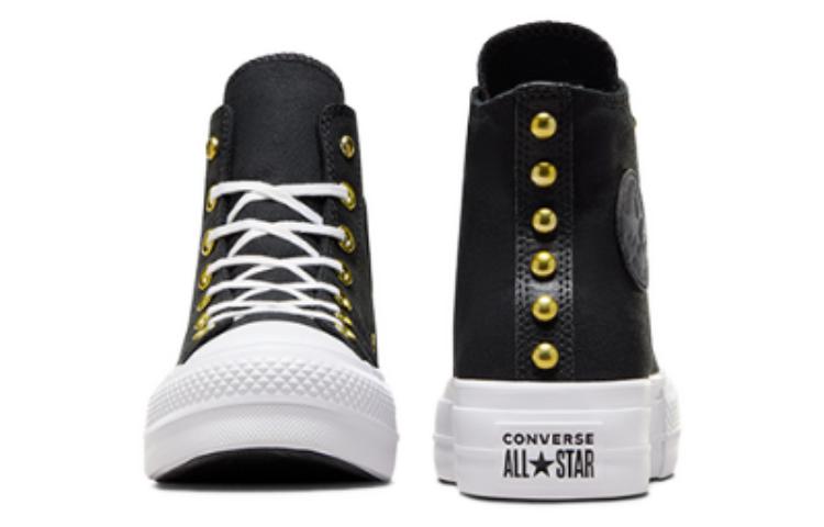 (WMNS) Converse Chuck Taylor All Star Lift Platform Star Studded 'Black White Gold' A05453C