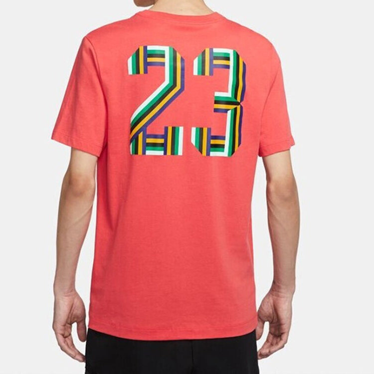 Men's Air Jordan Sport Dna Jumpman Round Neck Short Sleeve Coral Red T-Shirt CU1975-631