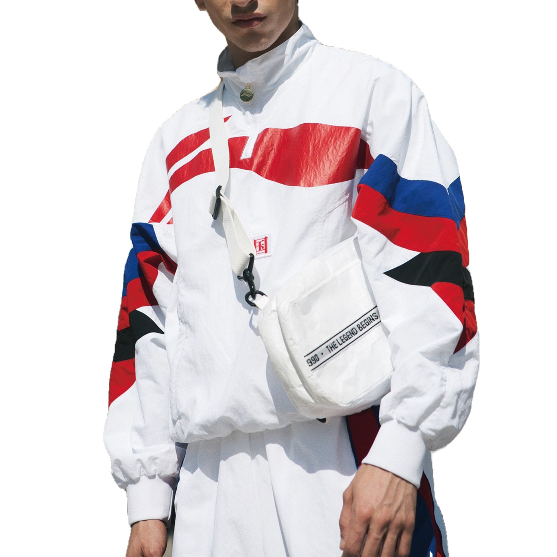 Li-Ning Logo Printing Stand Collar Casual Jacket 'White Red' AJDP015-1
