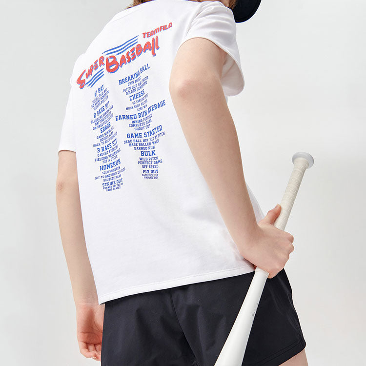(WMNS) Fila Printing Round Neck Loose Short Sleeve White T11W122109F-WT