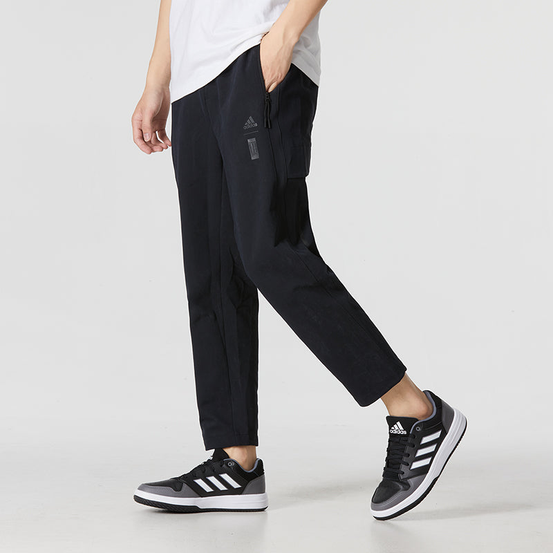 Men's adidas Wj 2.0 Wv Pnt Casual Straight Woven Solid Color Sports Pants/Trousers/Joggers Black HN8987
