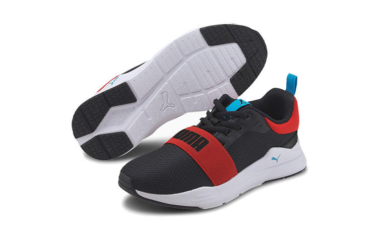 PUMA Wired Run Agile Imeva (Big Kids) Shoes Black/Red/White 374433-02