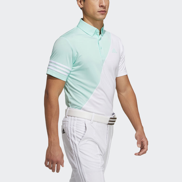 adidas Tr Polo Ss Contrasting Colors Casual Golf Short Sleeve Polo Shirt White Green Colorblock GM3660