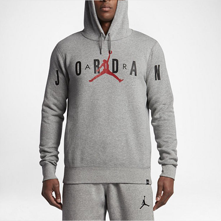 Air Jordan Knit logo Fleece Lined hooded Pullover Hoodie Asia Sizing 'Grey' 834372-063