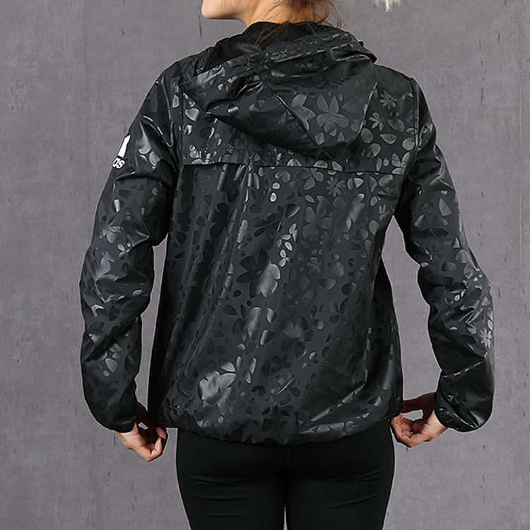 (WMNS) adidas Logo Printing Hooded Jacket Black FM9307