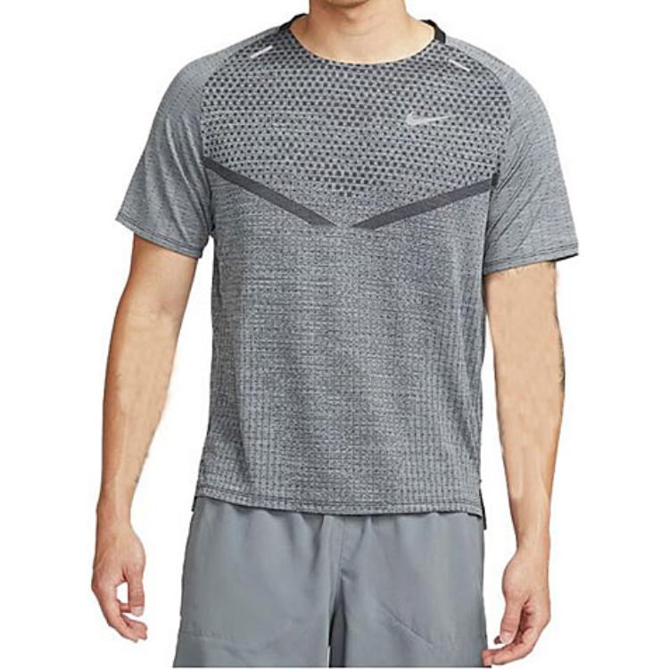 Men's Nike Dri-FIT ADV TechKnit Ultra Solid Color Reflective Running Sports Short Sleeve Gray DM4754-010