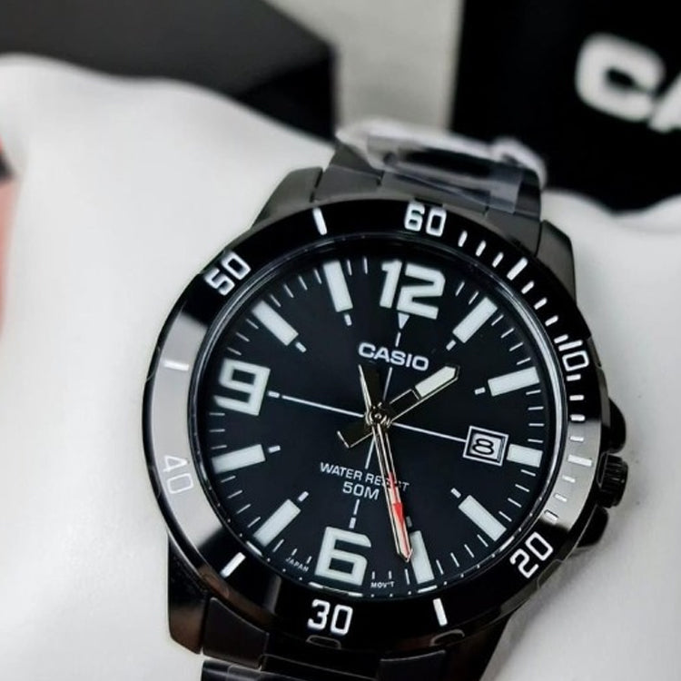 Casio Dress Classic Analog Watch 'Metallic Black White' MTP-VD01B-1BV