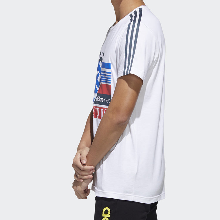 adidas neo M Brlv Alphabet Printing Short Sleeve White GK1517