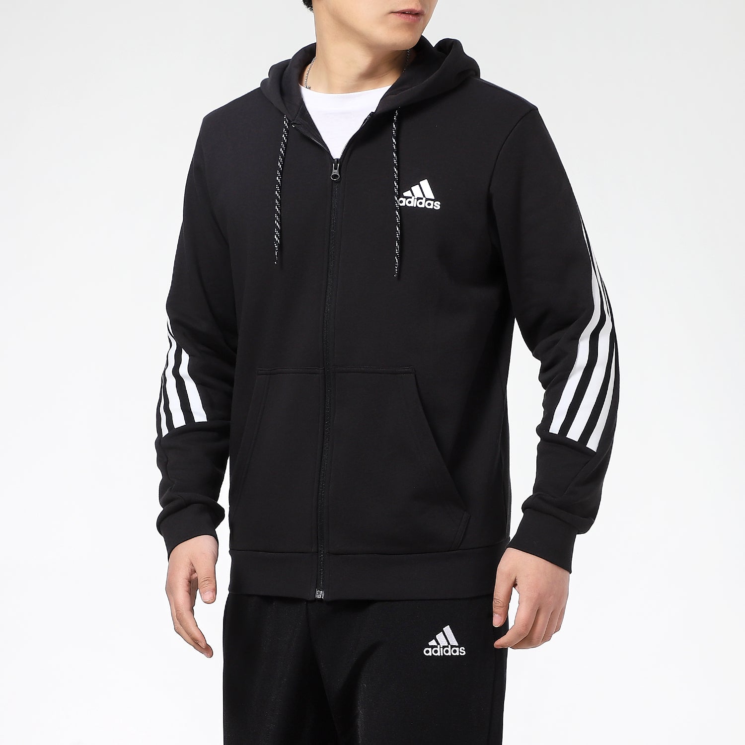 adidas M 3-Stripes Tape Full-Zip Sweatshirt Black GM6895
