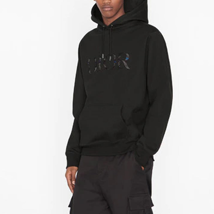 Men's DIOR FW21 Logo Printing Solid Color Long Sleeves Black 143J688A0531-C985