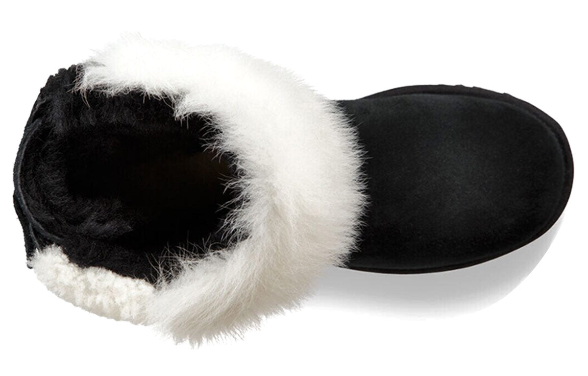 (WMNS) UGG Classic Short Patchwork Fluff Stay Warm Cozy Fleece Lined Black 1098071-BLK