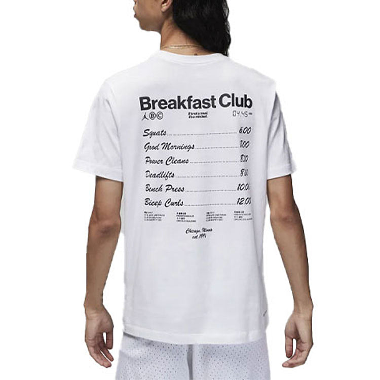 Men's Air Jordan Minimalistic Alphabet Printing Round Neck Casual Short Sleeve White T-Shirt DQ7385-100