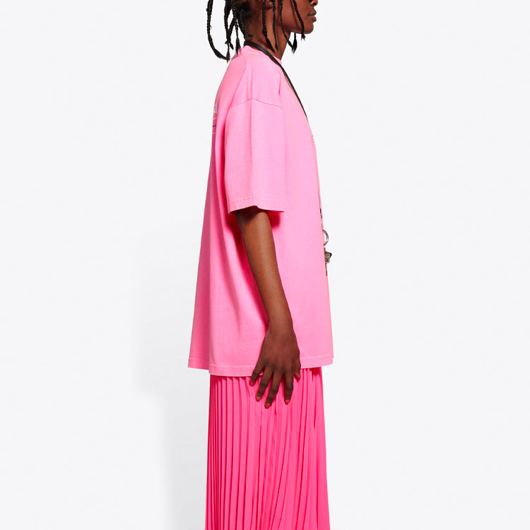 Balenciaga Political Campaign Logo Round-neck Tee Pink/Red 641655TJVF75713