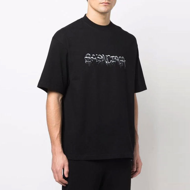 Balenciaga Slime Logo T-Shirt Medium-Fit 'Black' 612966TLVF11069