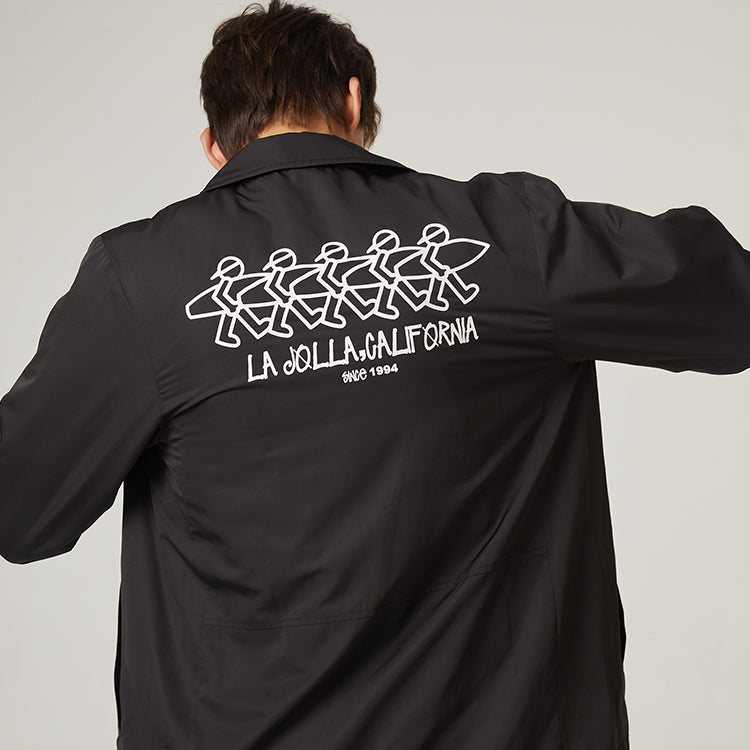 PJs Vigor Surf Small Printing Series Loose Casual Alphabet lapel Jacket Unisex Black 20SSJK1004-P