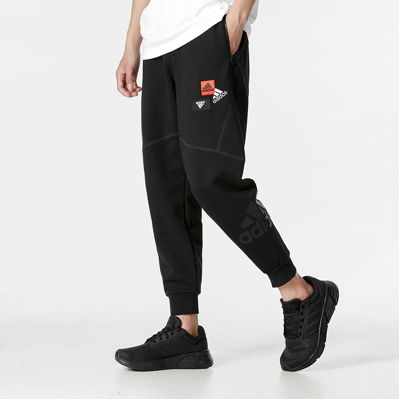 Men's adidas Mh Bp4 Knpnt Solid Color Minimalistic Logo Bundle Feet Knit Sports Pants/Trousers/Joggers Black HN8991