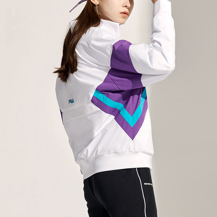 Fila FUSION Splicing Contrasting Colors Woven Stand Collar Jacket White T11W112707F-WT