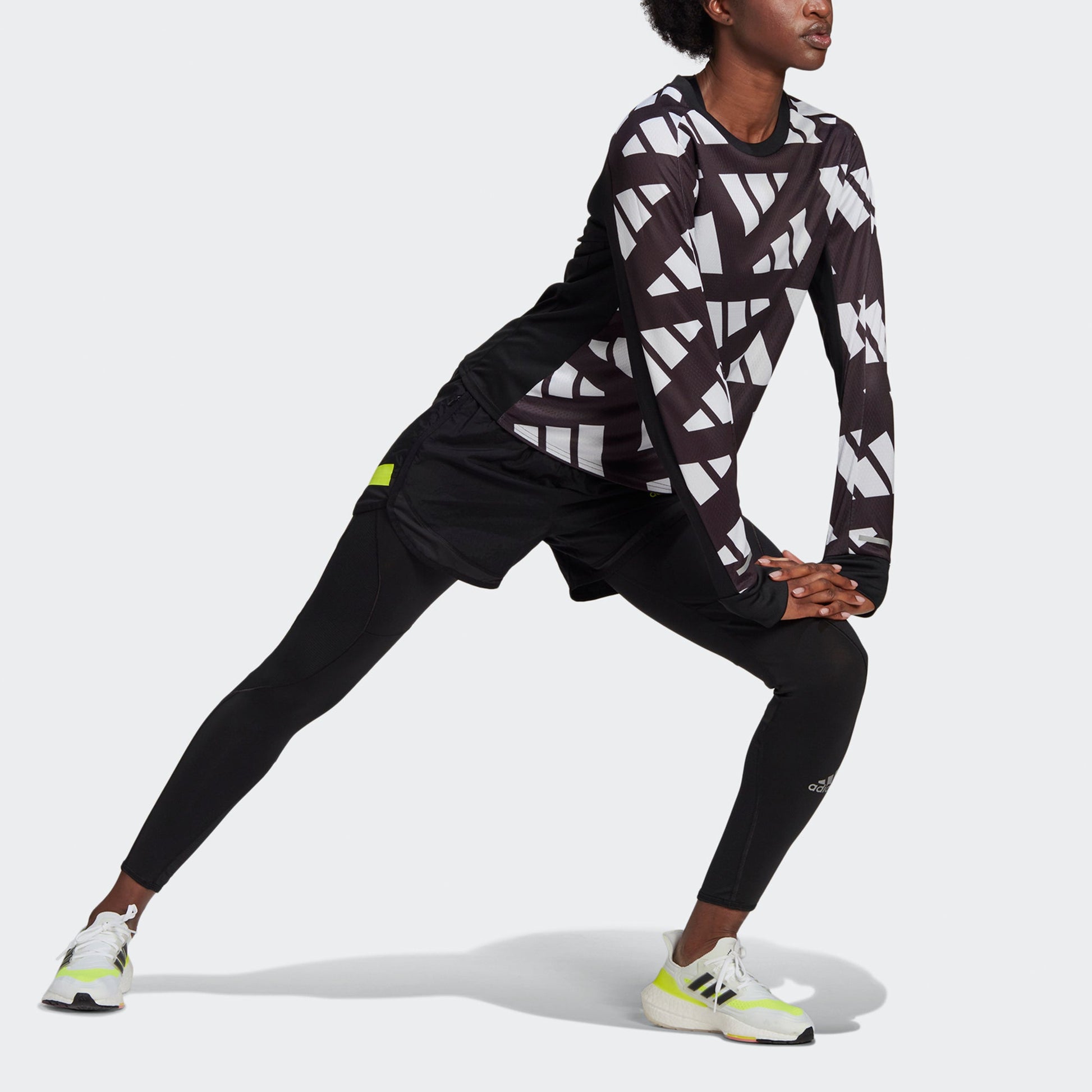 (WMNS) adidas Celeb Sweat W Contrasting Colors Logo Printing Reflective Running Sports Long Sleeves Black T-Shirt GK5091
