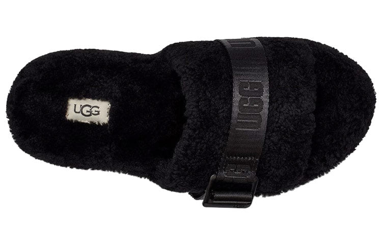 (WMNS) UGG Fluffita Thick Sole Black Slippers 1113475-BLK