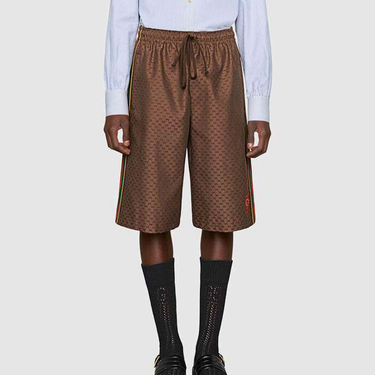 Men's Gucci SS21 Printing Shorts Brown 623220-XJCKV-2178