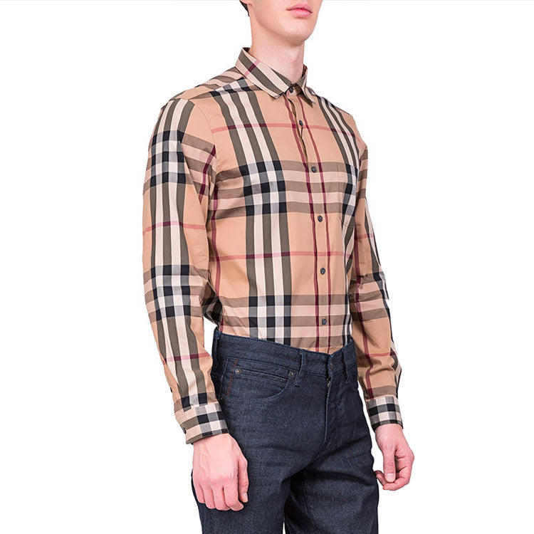 Men's Burberry SS21 Plaid Elastic Cotton Shirt 45575981