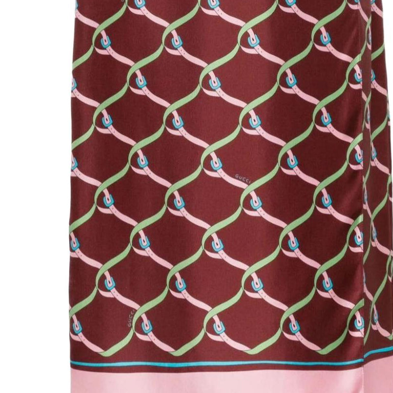 (WMNS) Gucci Criss-Cross Buckle Print Silk Skirt 'Multi-Color' 761378-ZAPCR-2064