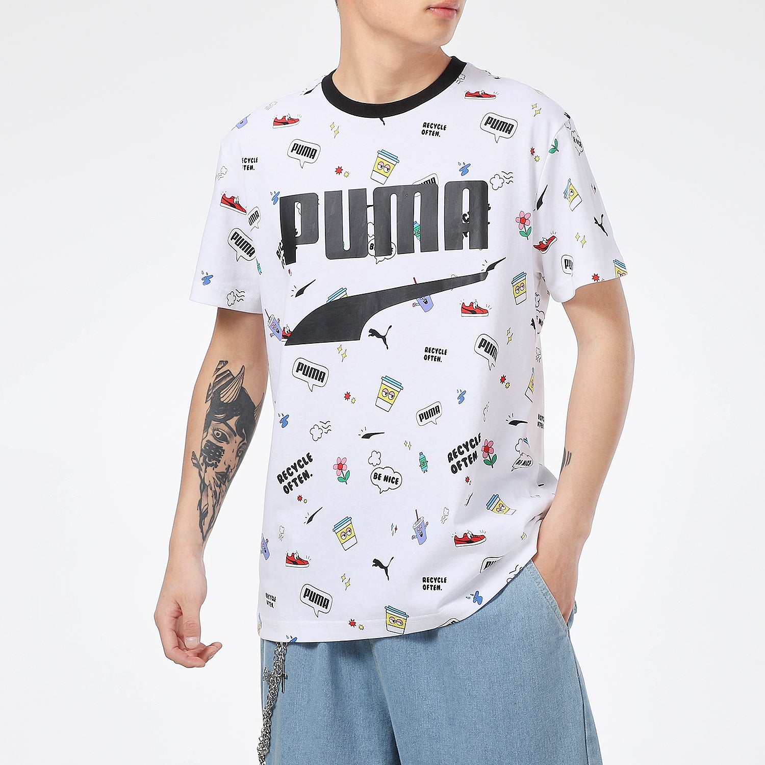 PUMA Awareness AOP T-Shirt 'White Black' 532033-02