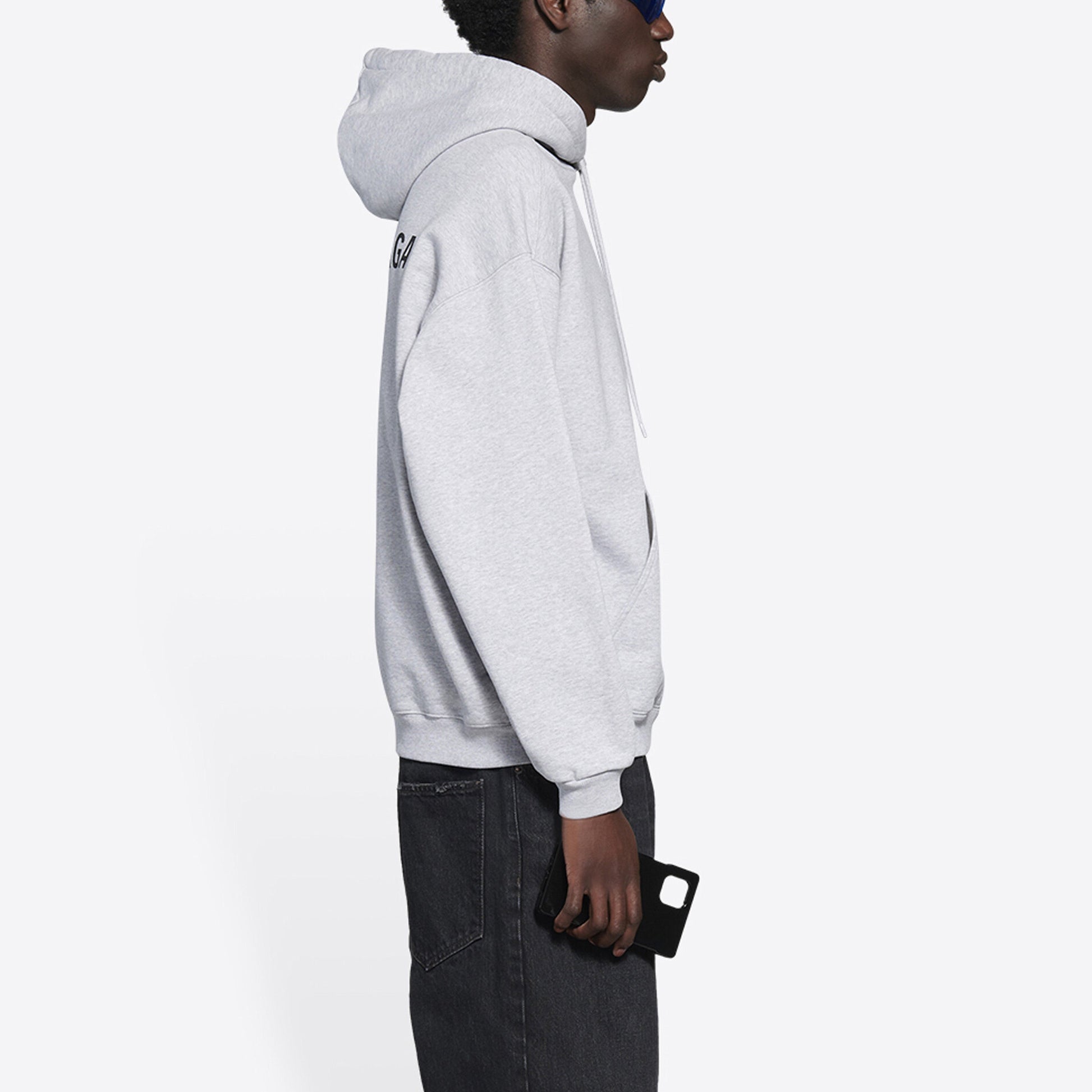 Men's Balenciaga FW21 Logo Printing Long Sleeves Gray 600583TIV841167
