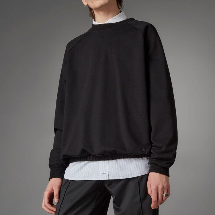Men's adidas originals Solid Color Loose Casual Round Neck Pullover Black HD2242