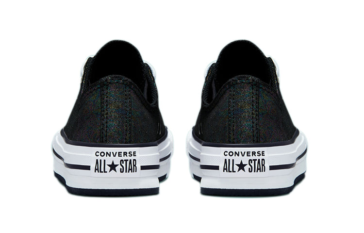 (GS) Converse Chuck Taylor All Star Lift Platform Iridescent Leather 'Black White' 671518C