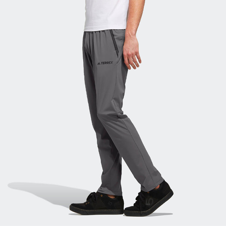 Men's adidas Xplr Stretch Pt Logo Pattern Loose Straight Sports Pants/Trousers/Joggers Gray EH5015