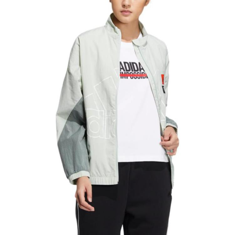 adidas Mh Bp3 Wvjkt Large Logo Printing Zipper Sports Jacket Blue HP1436