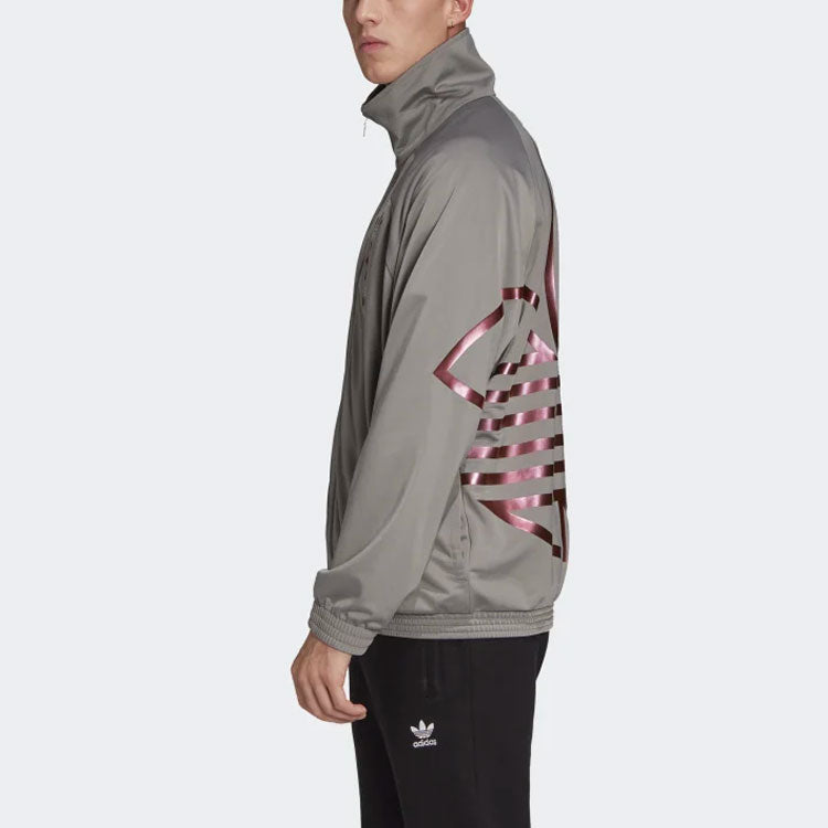 adidas originals Logo Printing Sports Stand Collar Jacket Gray FS7332