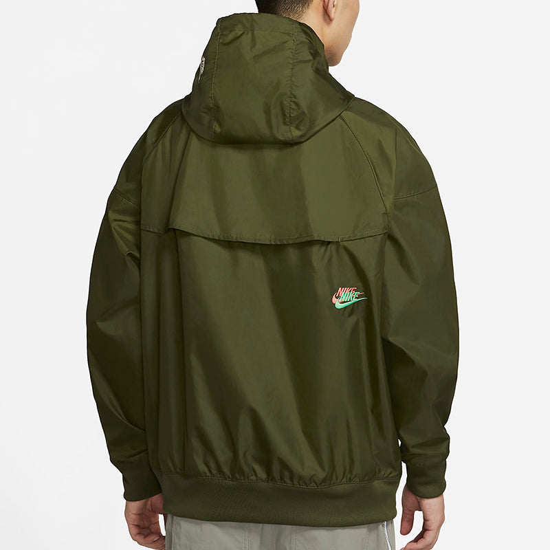 Nike Embroidered Logo Sports Woven Hooded Jacket Olive Green DM7924-326